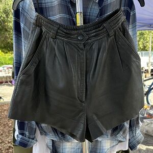 Black Leather Women Shorts